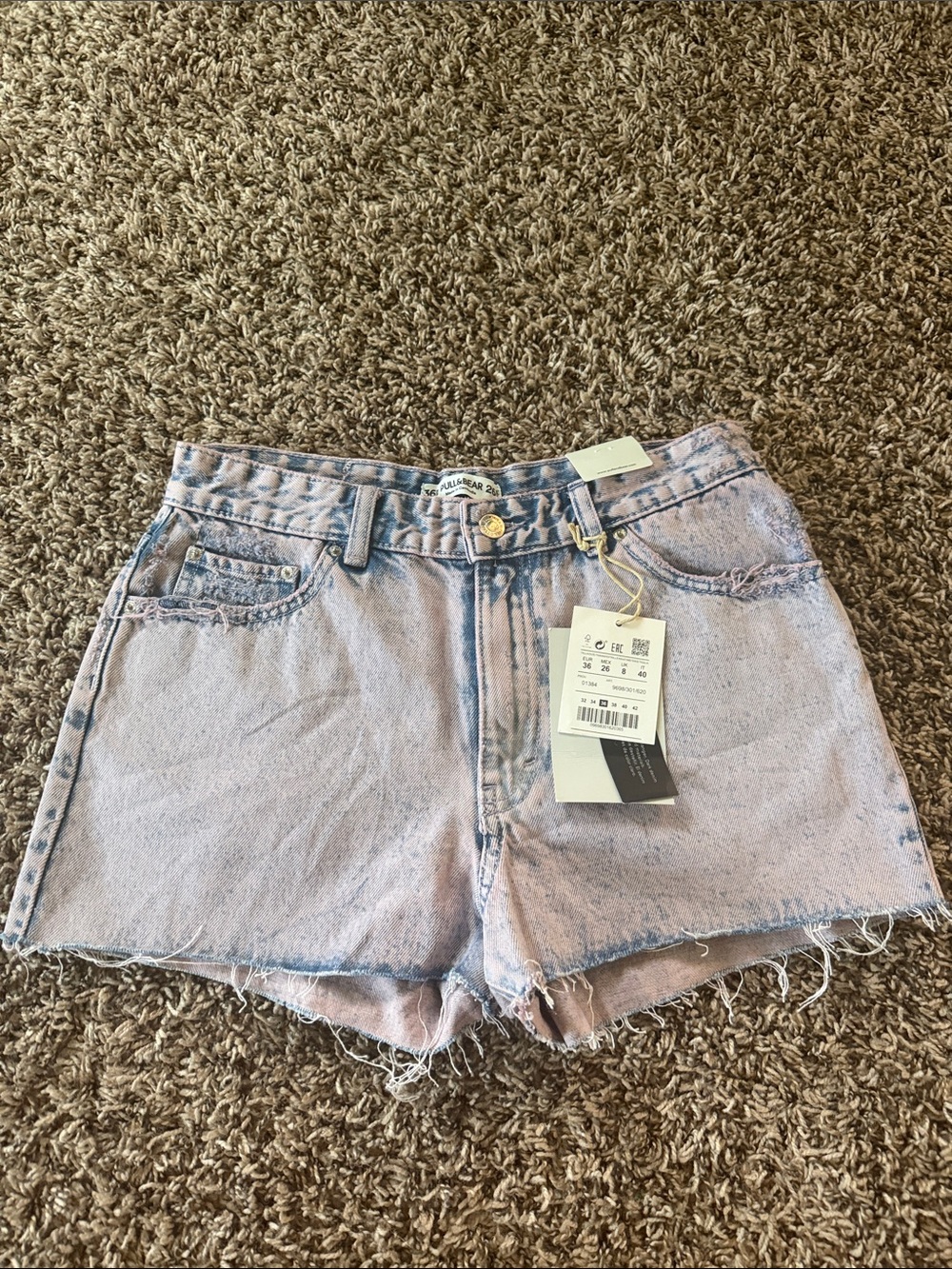 Pull&Bear Lavender Acid-Wash Denim Shorts